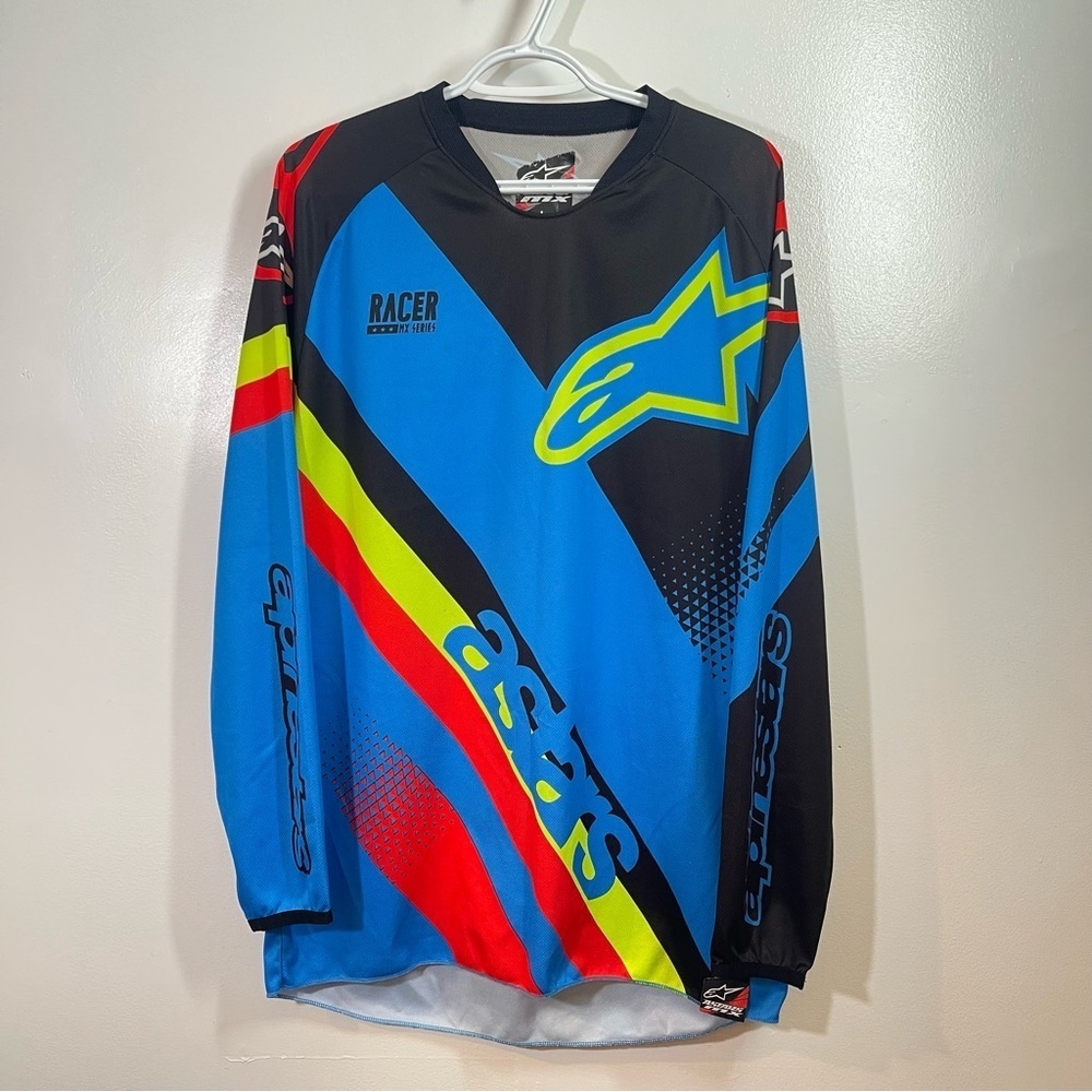 Vintage Alpinestars AStars Racer MX Series Motorcycle Jersey Mens Large - Blue